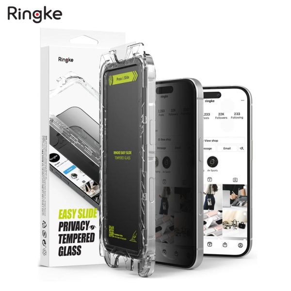 dán cường lực chống nhìn trộm iPhone 16 plus ringke easy slide privacy tempered glass